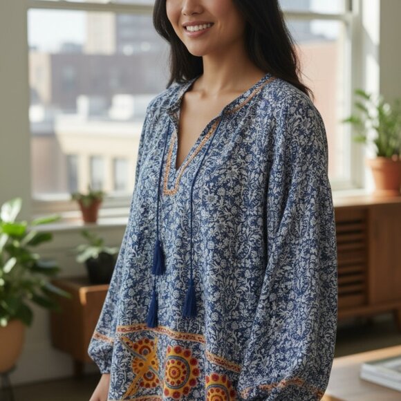 Ivy Jane By Anthropoligie Women's Floral and Geometric Tunic Small - Picture 12 of 15